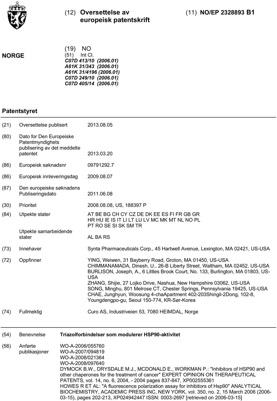 7 (86) Europeisk innleveringsdag 09.08.