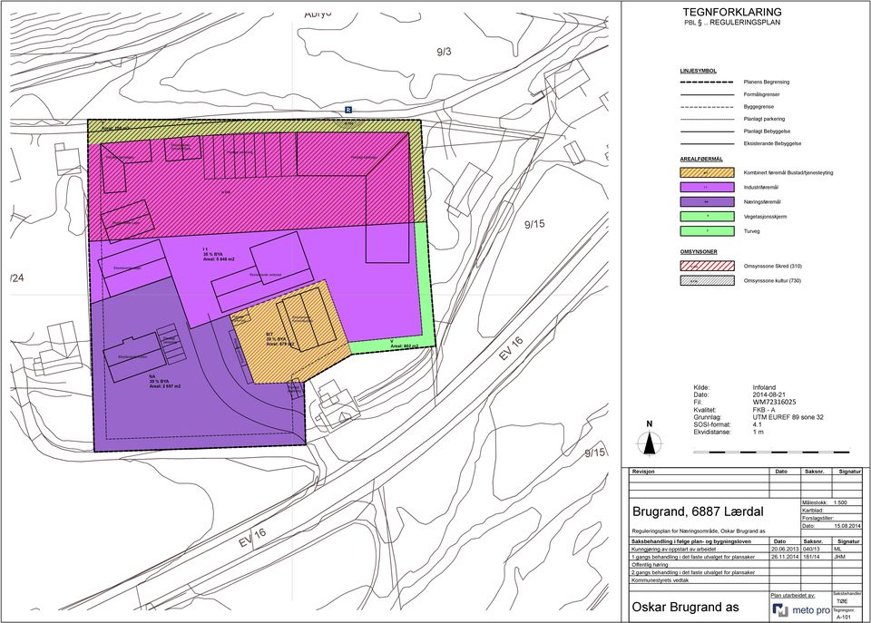 parkering Planlagt kaldtlager AREALFØERMÅL Eksisterande Bebyggelse B/T Kombinert føremål Bustad/tjenesteyting H 310 I 1 Industriføremål NA Næringsføremål Eksisterande Lager 9/15 V T Vegetasjonsskjerm