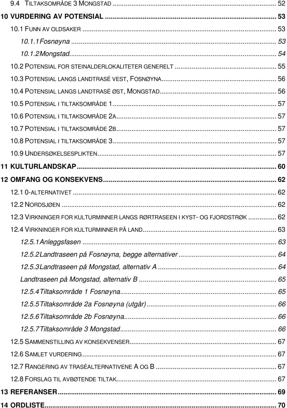 .. 57 10.8 POTENSIAL I TILTAKSOMRÅDE 3... 57 10.9 UNDERSØKELSESPLIKTEN... 57 11 KULTURLANDSKAP... 60 12 OMFANG OG KONSEKVENS... 62 12.