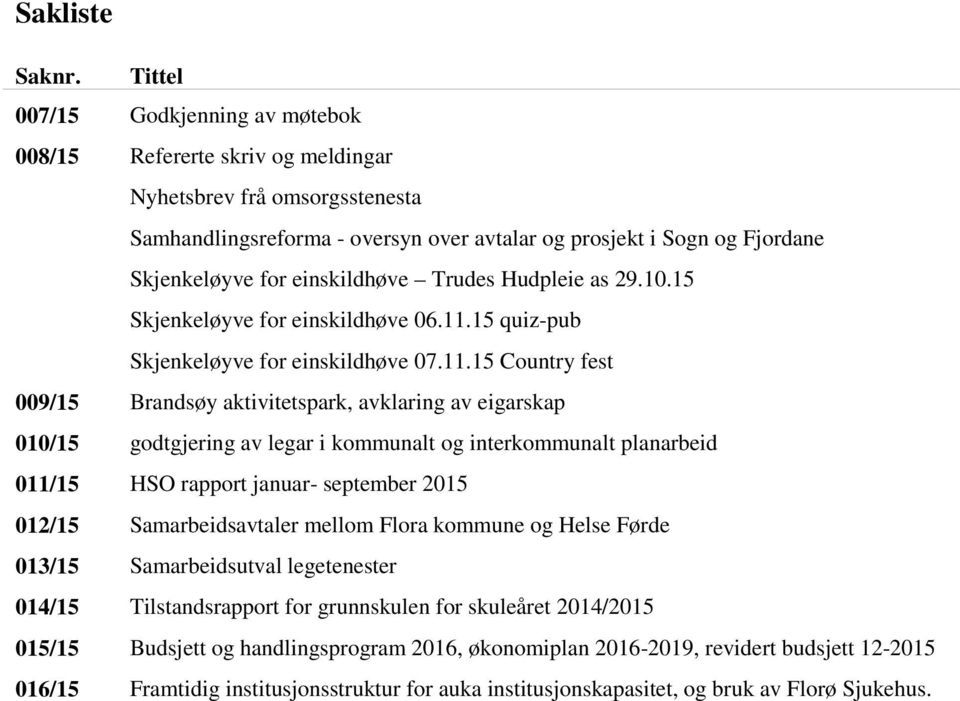 einskildhøve Trudes Hudpleie as 29.10.15 Skjenkeløyve for einskildhøve 06.11.