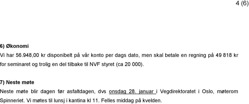 for seminaret og trolig en del tilbake til NVF styret (ca 20 000).