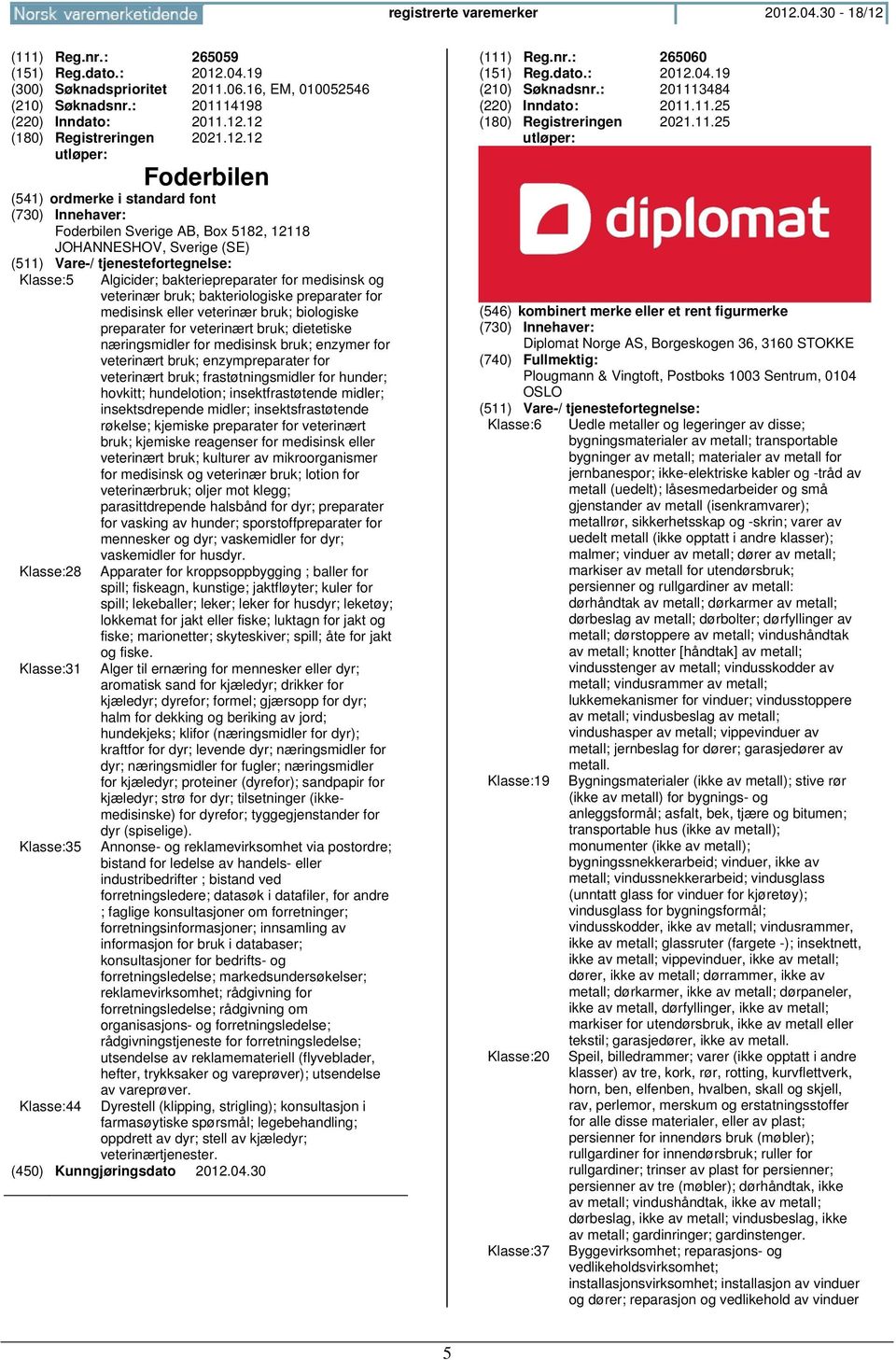 bakteriologiske preparater for medisinsk eller veterinær bruk; biologiske preparater for veterinært bruk; dietetiske næringsmidler for medisinsk bruk; enzymer for veterinært bruk; enzympreparater for