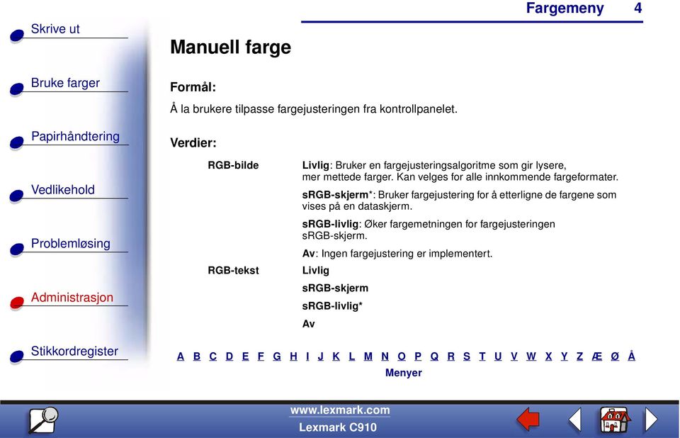 Kan velges for alle innkommende fargeformater.