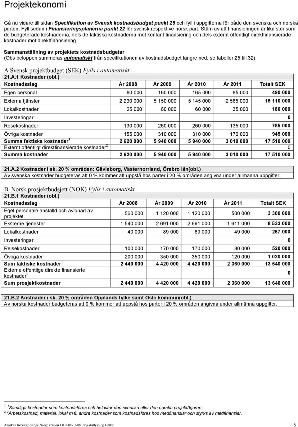 Stäm av att finansieringen är lika stor som de budgeterade kostnaderna, dels de faktiska kostnaderna mot kontant finansiering och dels externt offentligt direktfinansierade kostnader mot