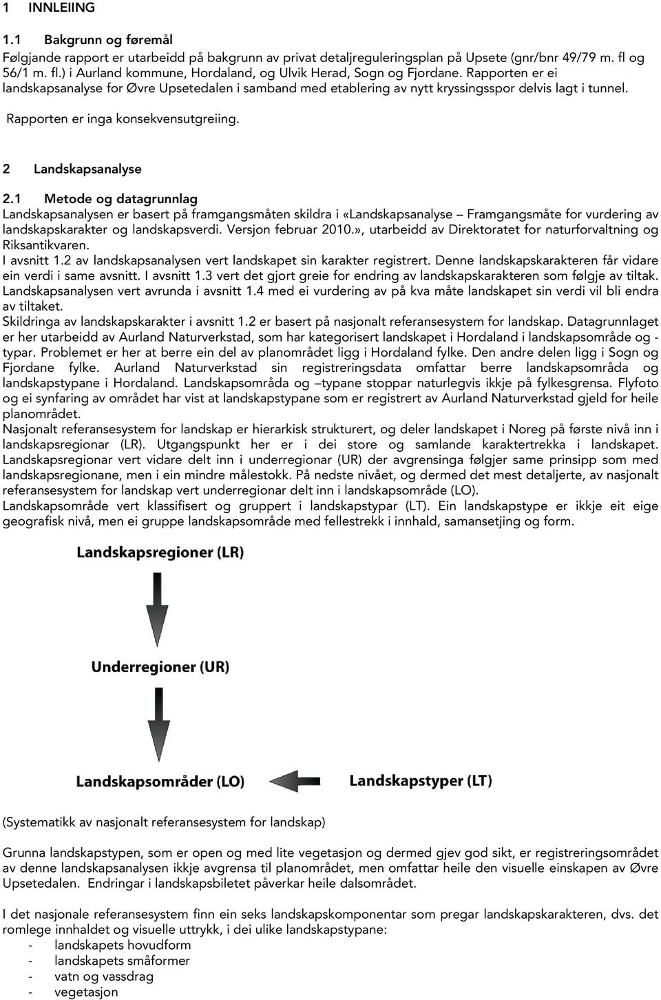 Rapporten er ei landskapsanalyse for Øvre Upsetedalen i samband med etablering av nytt kryssingsspor delvis lagt i tunnel. Rapporten er inga konsekvensutgreiing. 2 Landskapsanalyse 2.