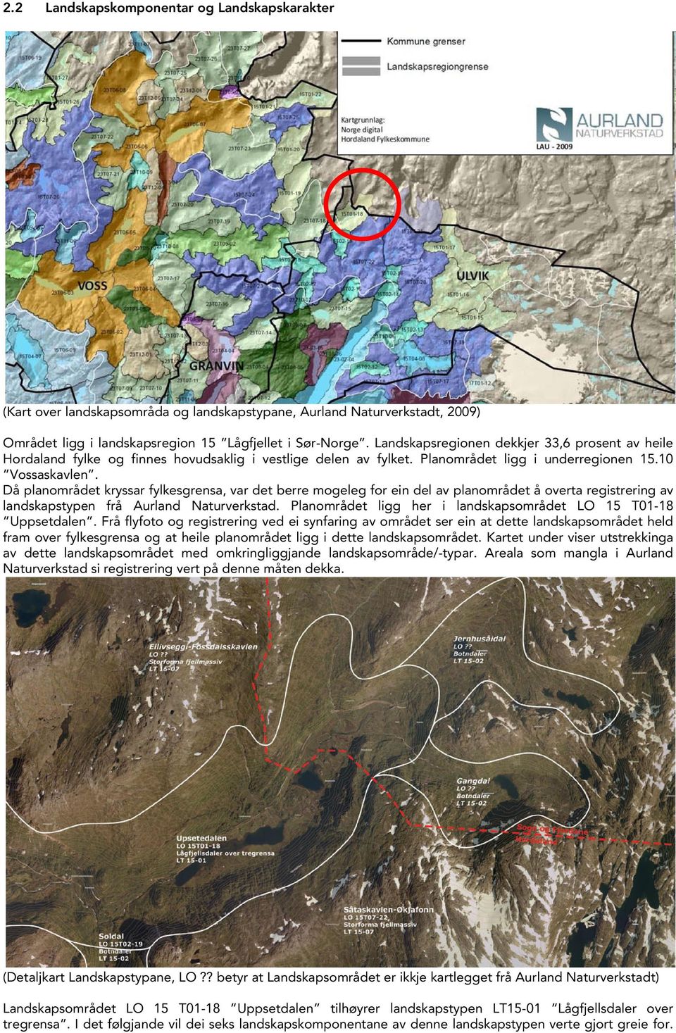 Då planområdet kryssar fylkesgrensa, var det berre mogeleg for ein del av planområdet å overta registrering av landskapstypen frå Aurland Naturverkstad.