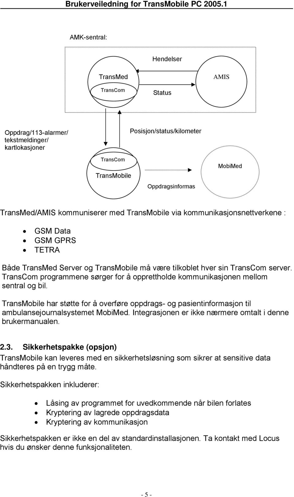 TransCom programmene sørger for å opprettholde kommunikasjonen mellom sentral og bil. TransMobile har støtte for å overføre oppdrags- og pasientinformasjon til ambulansejournalsystemet MobiMed.