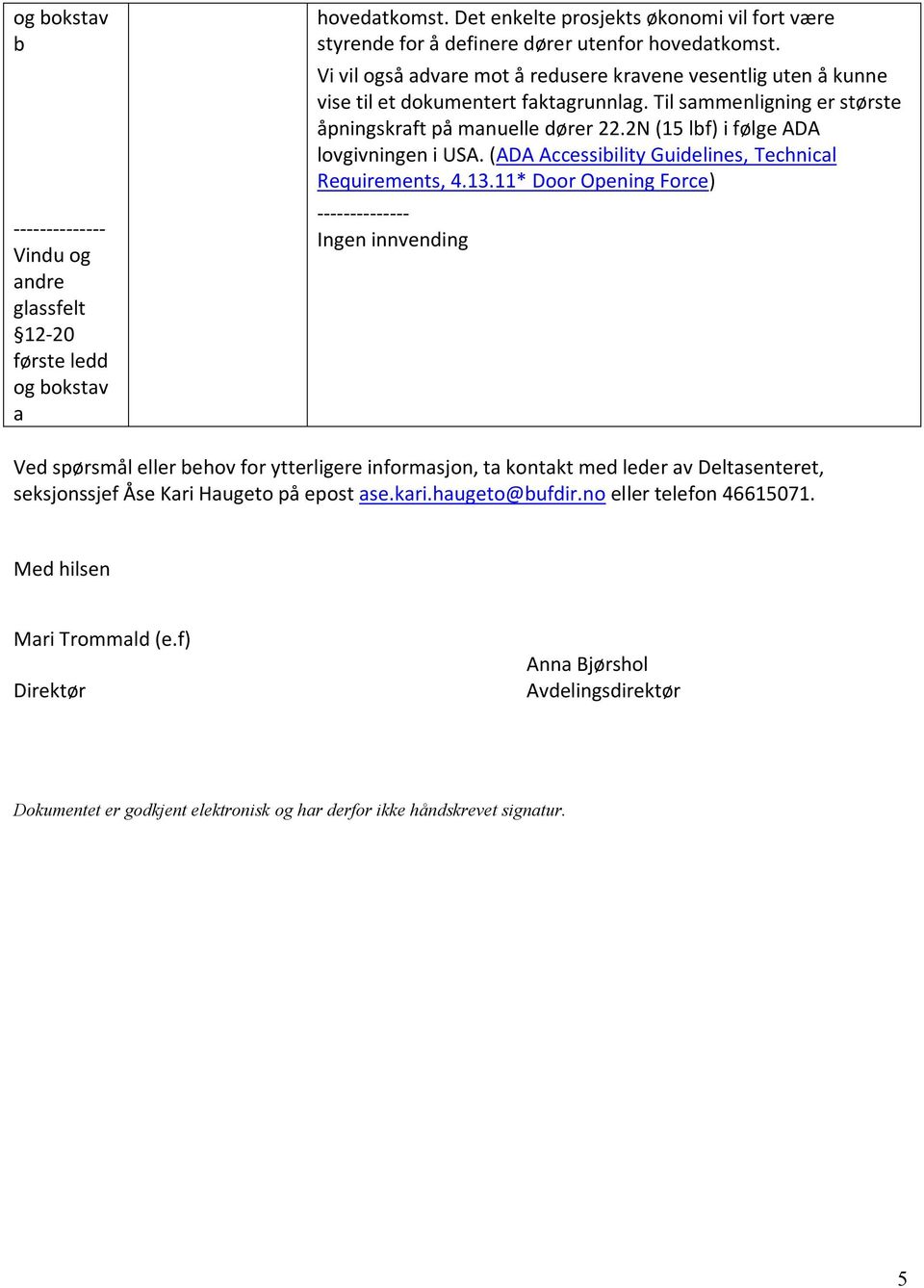 2N (15 lbf) i følge ADA lovgivningen i USA. (ADA Accessibility Guidelines, Technical Requirements, 4.13.