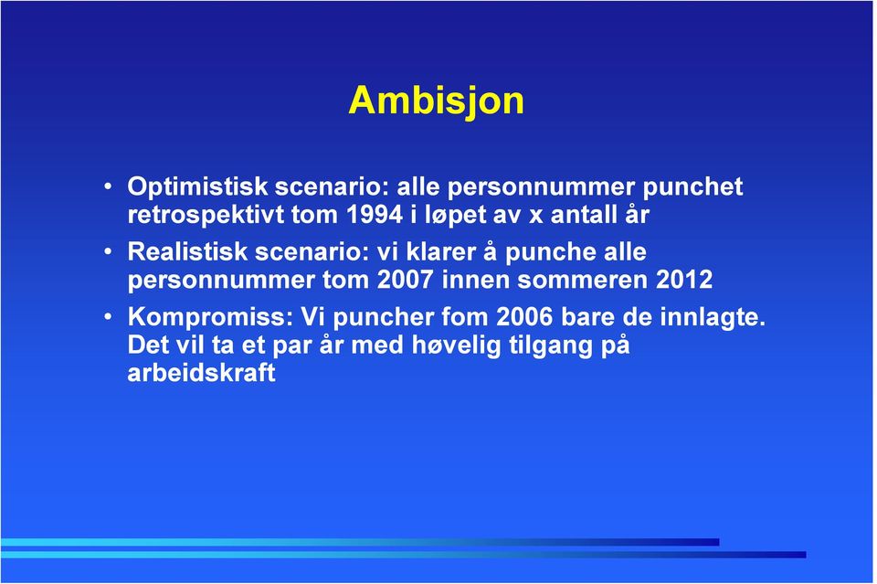 alle personnummer tom 2007 innen sommeren 2012 Kompromiss: Vi puncher fom