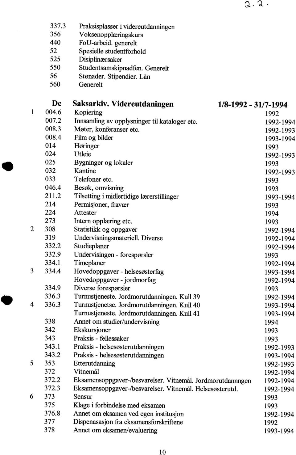 4 Film og bilder 1993-1994 014 Høringer 1993 024 Utleie 1992-1993 ^ 025 Bygninger og lokaler 1993 032 Kantine 1992-1993 033 Telefoner etc. 1993 046.4 Besøk, omvisning 1993 211.