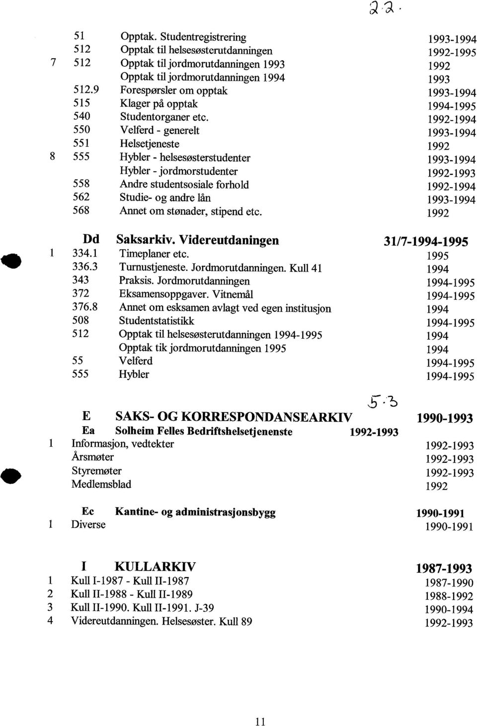 1992-1994 550 Velferd - generelt 1993-1994 551 Helsetjeneste 1992 8 555 Hybler - helsesøsterstudenter 1993-1994 Hybler - jordmorstudenter 1992-1993 558 Andre studentsosiale forhold 1992-1994 562