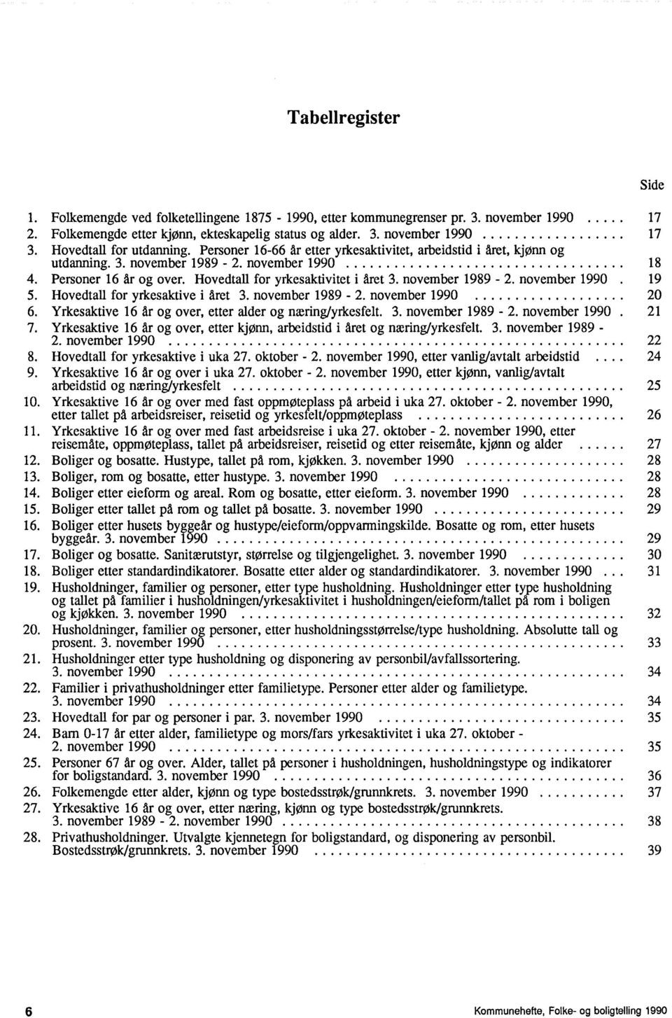 Hovedtall for yrkesaktivitet i året 3. november 1989-2. november 1990 19 5. Hovedtall for yrkesaktive i året 3. november 1989-2. november 1990 20 6.
