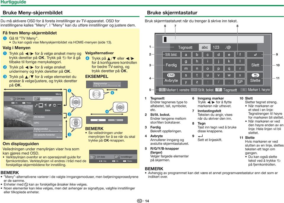 Trykk på 6 for å gå tilbake til forrige menykategori. Trykk på c/d for å velge ønsket undermeny og trykk deretter på ;.