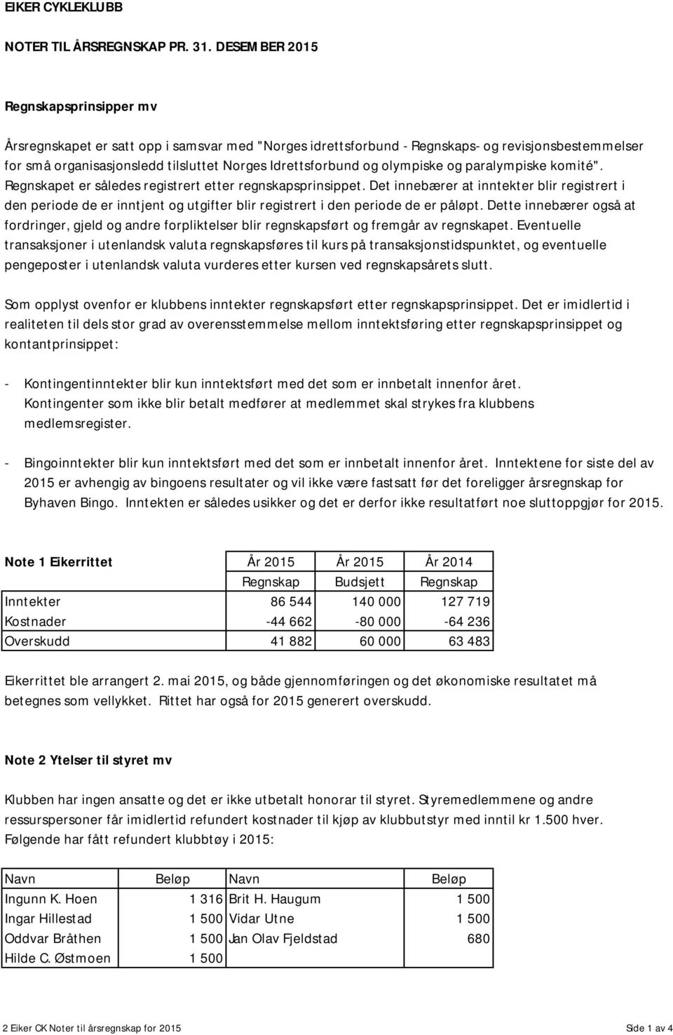 olympiske og paralympiske komité". Regnskapet er således registrert etter regnskapsprinsippet.