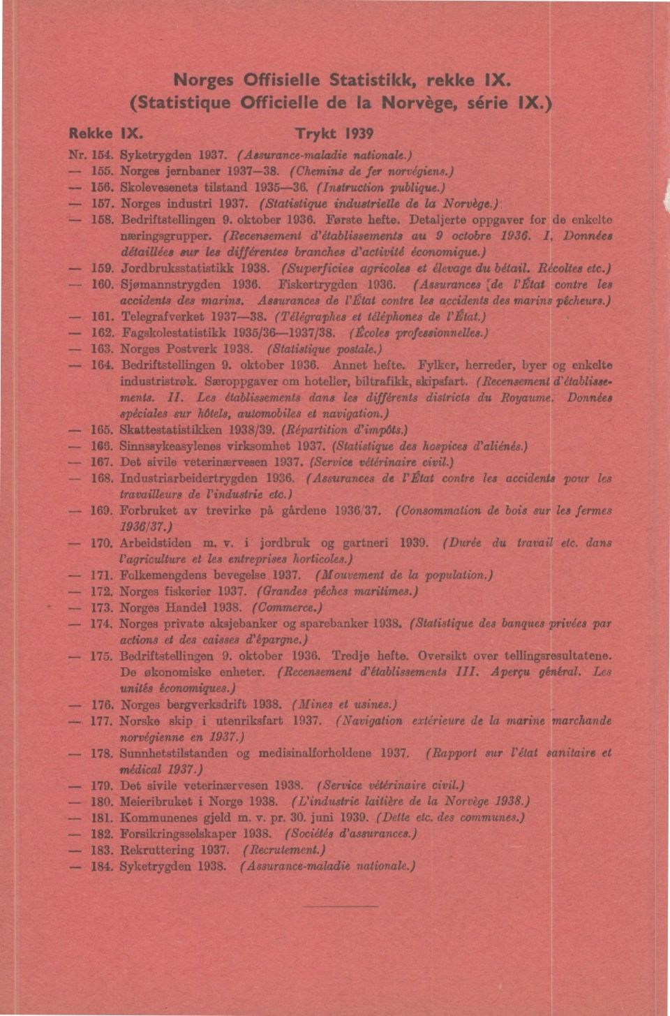 Detaljerte ppgaver fr de enkelte næringsgrupper. (Recensement d'établissements au 9 ctbre 9. I, Dnnées détaillées ur les différentes branches d'activité écnmique.) 9. Jrdbruksstatistikk 9.