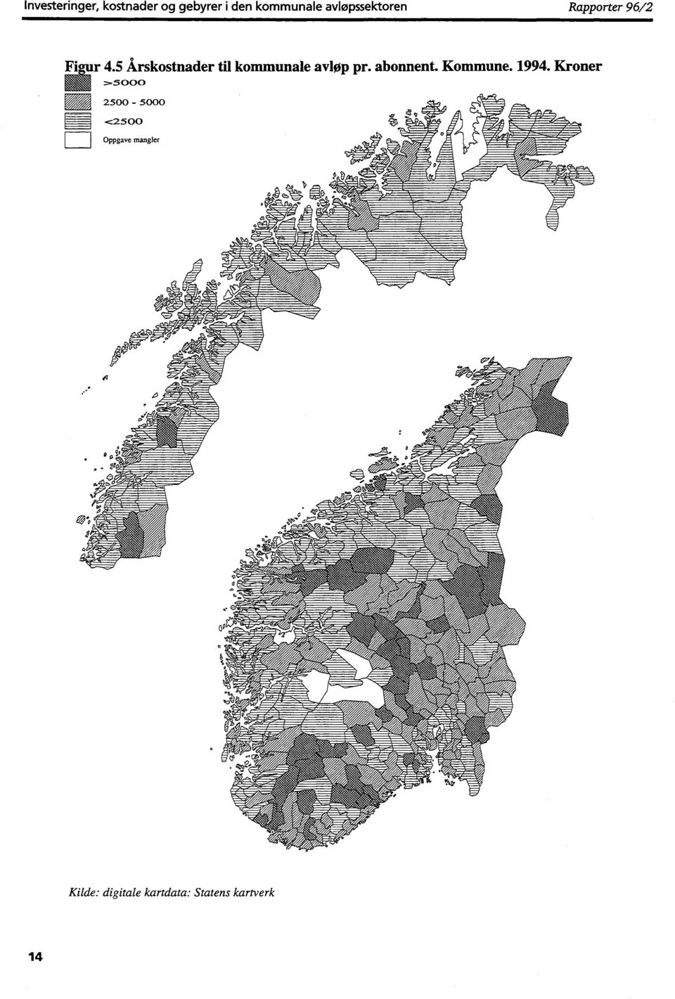 5 Årskostnader til kommunale avløp pr. abonnent. Kommune. 1994.