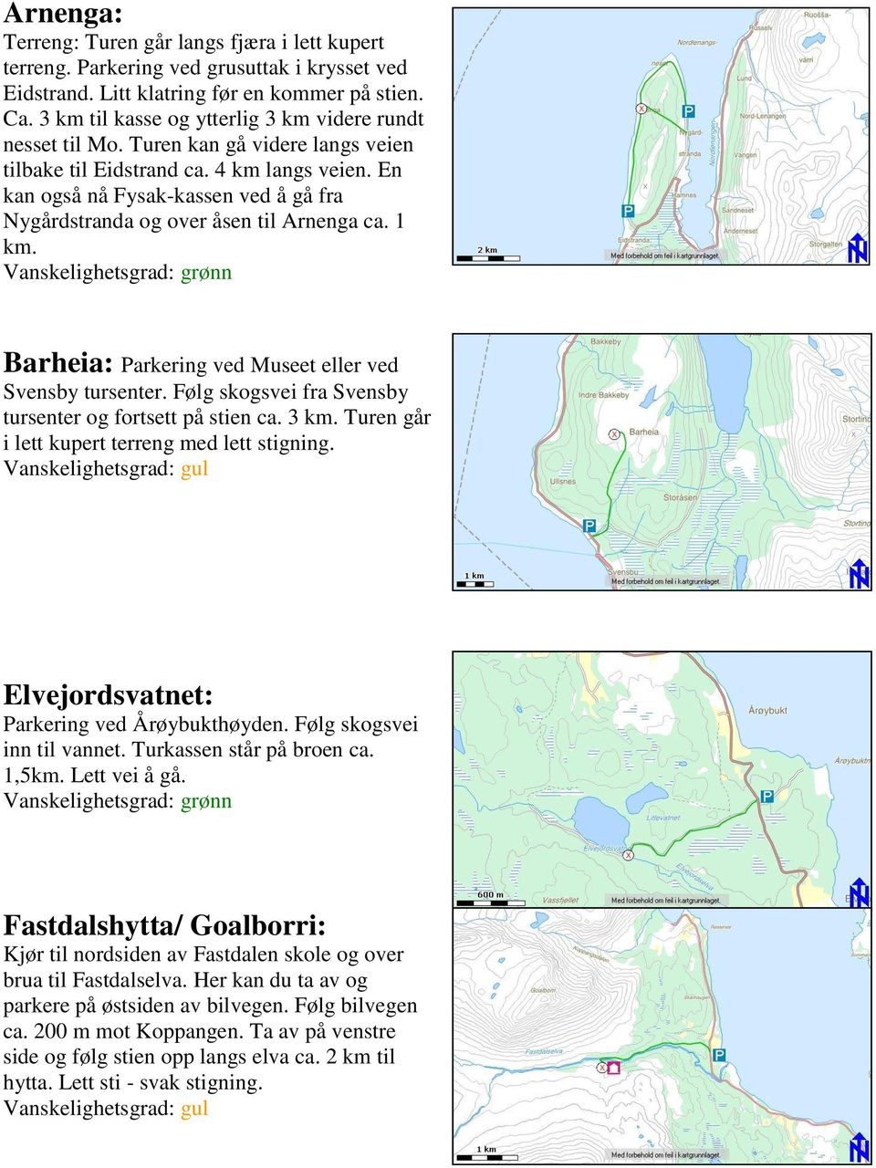 En kan også nå Fysak-kassen ved å gå fra Nygårdstranda og over åsen til Arnenga ca. 1 km. Barheia: Parkering ved Museet eller ved Svensby tursenter.