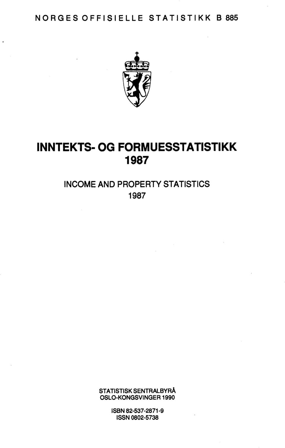 PROPERTY STATISTICS 1987 STATISTISK