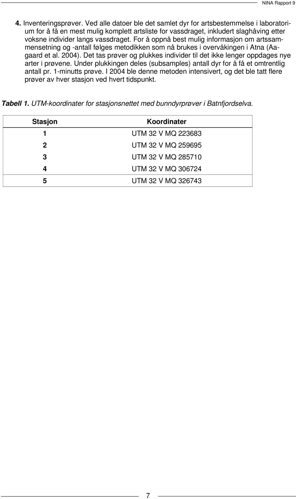 For å oppnå best mulig informasjon om artssammensetning og -antall følges metodikken som nå brukes i overvåkingen i Atna (Aagaard et al. 2004).