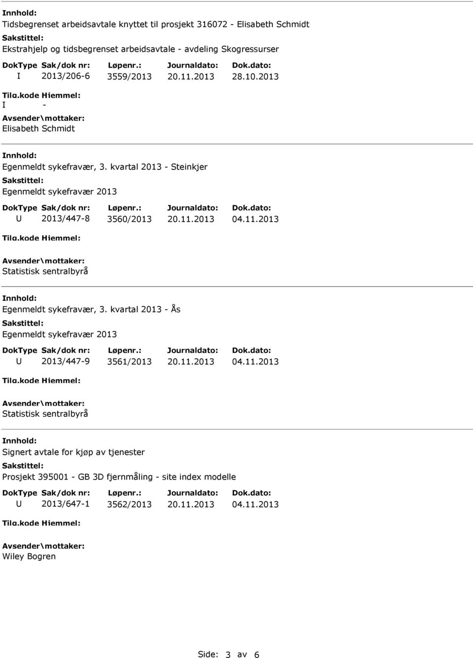 kvartal 2013 - Steinkjer Egenmeldt sykefravær 2013 2013/447-8 3560/2013 Statistisk sentralbyrå Egenmeldt sykefravær, 3.