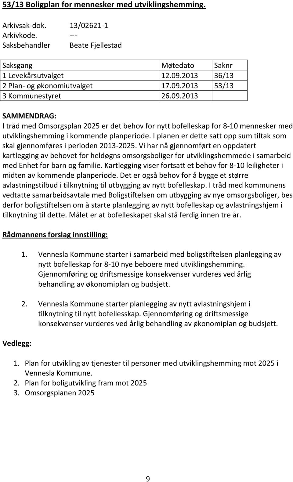 I planen er dette satt opp sum tiltak som skal gjennomføres i perioden 2013-2025.