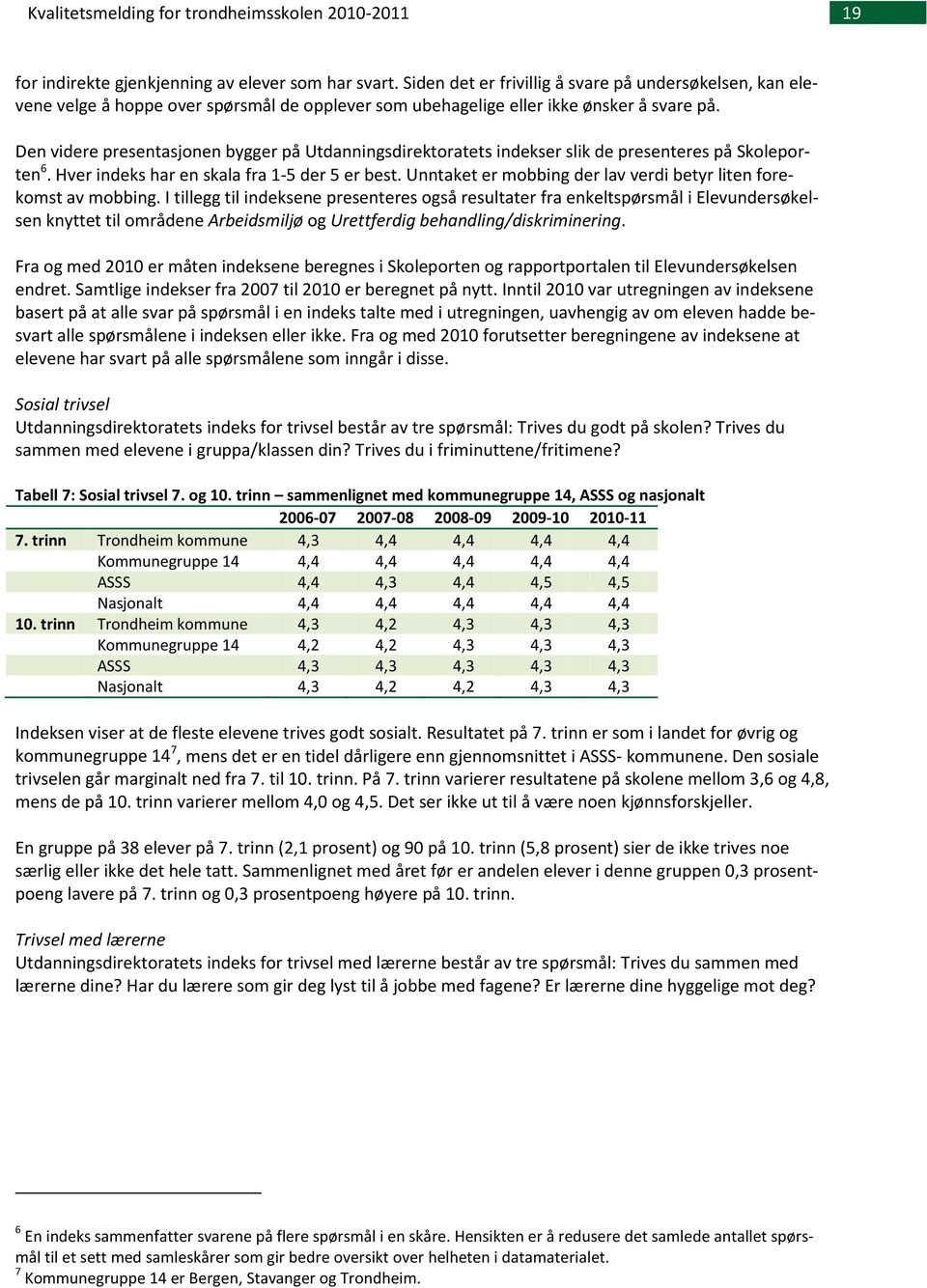 Den videre presentasjonen bygger på Utdanningsdirektoratets indekser slik de presenteres på Skoleporten 6. Hver indeks har en skala fra 1-5 der 5 er best.