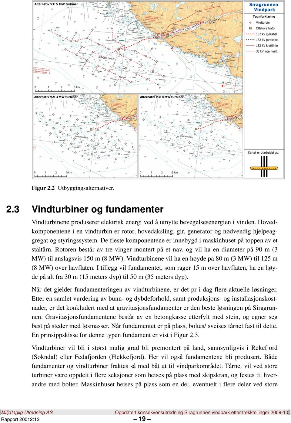 Rotoren består av tre vinger montert på et nav, og vil ha en diameter på 90 m (3 MW) til anslagsvis 150 m (8 MW). Vindturbinene vil ha en høyde på 80 m (3 MW) til 125 m (8 MW) over havflaten.