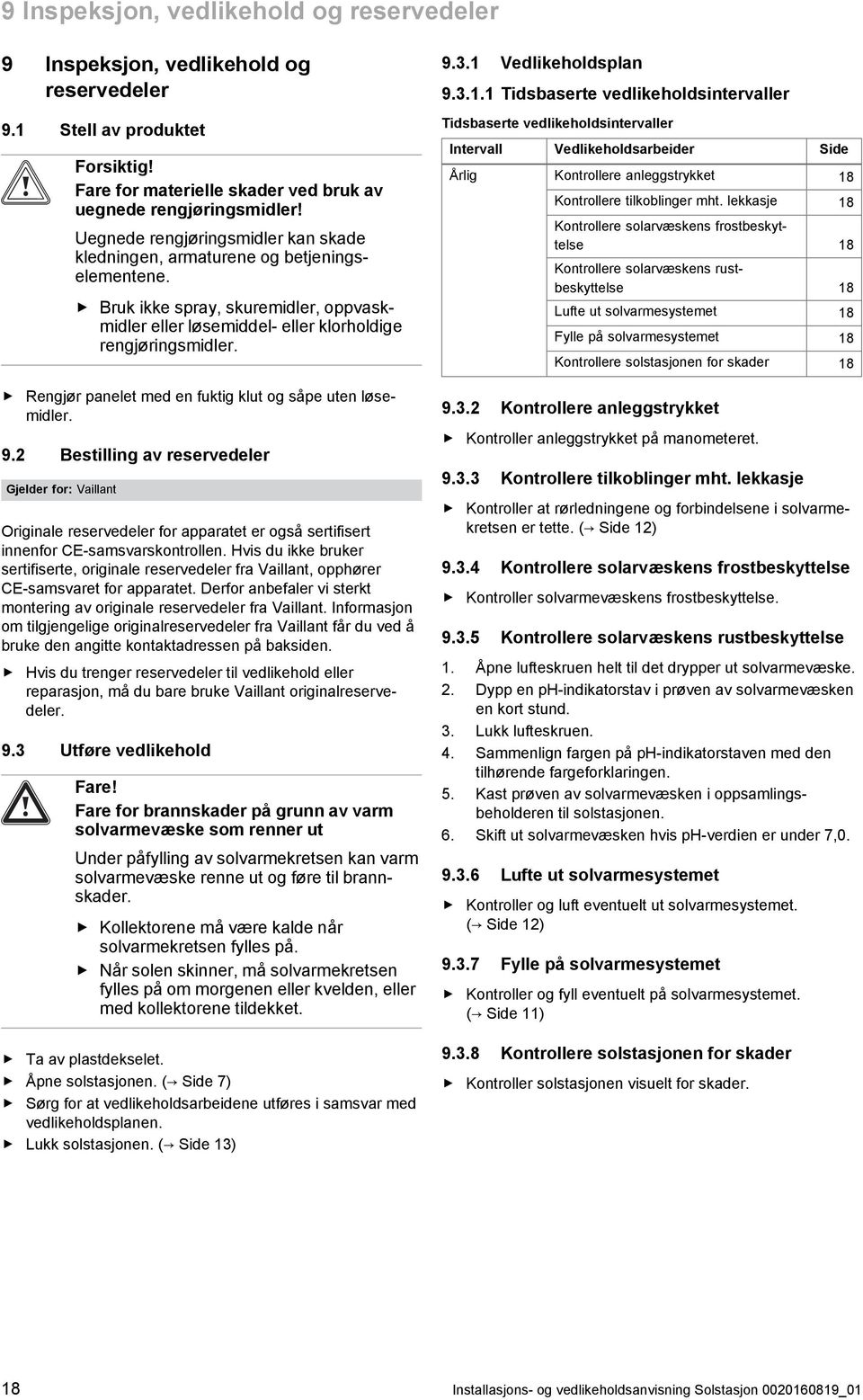 Rengjør panelet med en fuktig klut og såpe uten løse midler. 9.