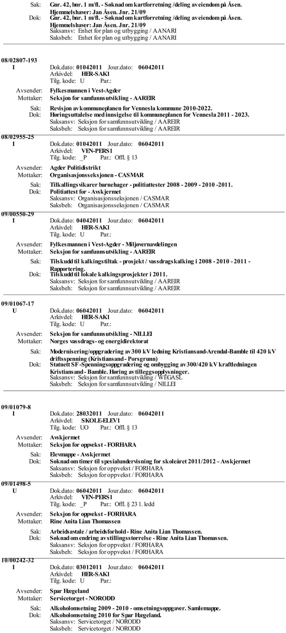 dato: Fylkesmannen i Vest-Agder Seksjon for samfunnsutvikling - AAREIR Revisjon av kommuneplanen for Vennesla kommune 2010-2022.