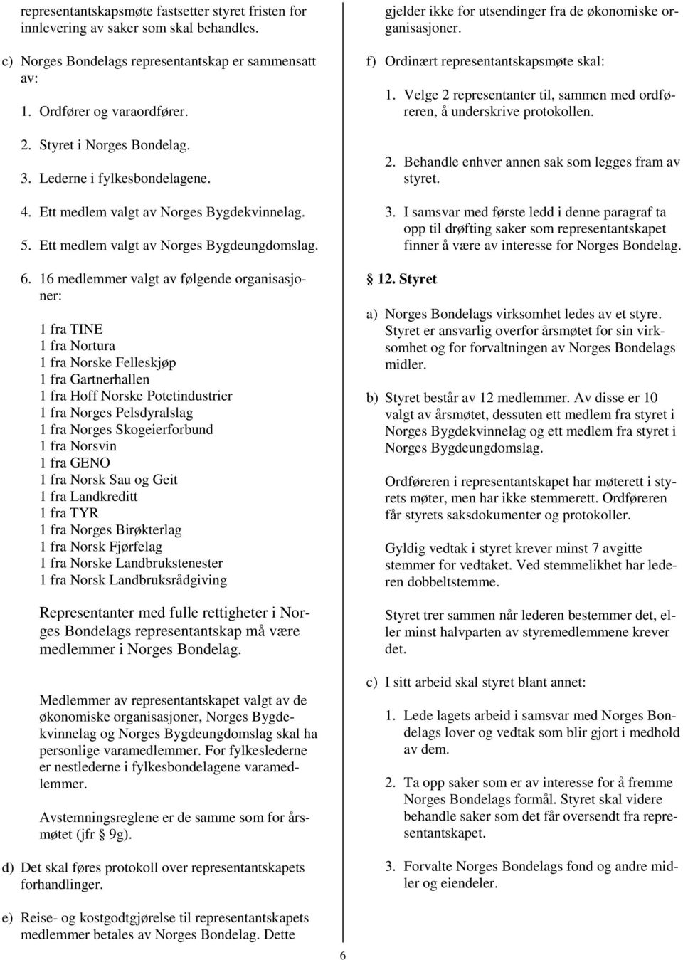 16 medlemmer valgt av følgende organisasjoner: 1 fra TINE 1 fra Nortura 1 fra Norske Felleskjøp 1 fra Gartnerhallen 1 fra Hoff Norske Potetindustrier 1 fra Norges Pelsdyralslag 1 fra Norges