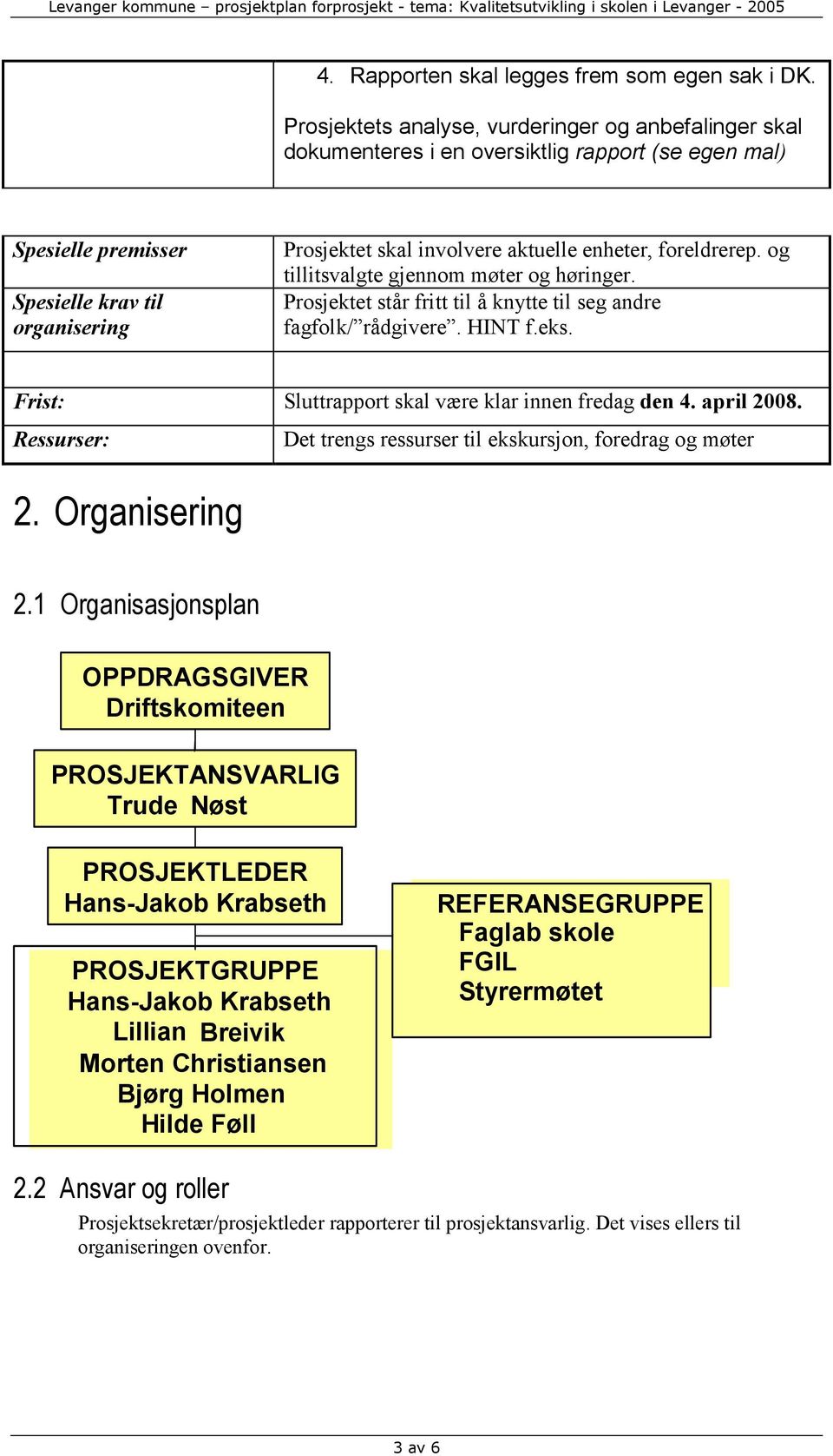 enheter, foreldrerep. og tillitsvalgte gjennom møter og høringer. Prosjektet står fritt til å knytte til seg andre fagfolk/ rådgivere. HINT f.eks.