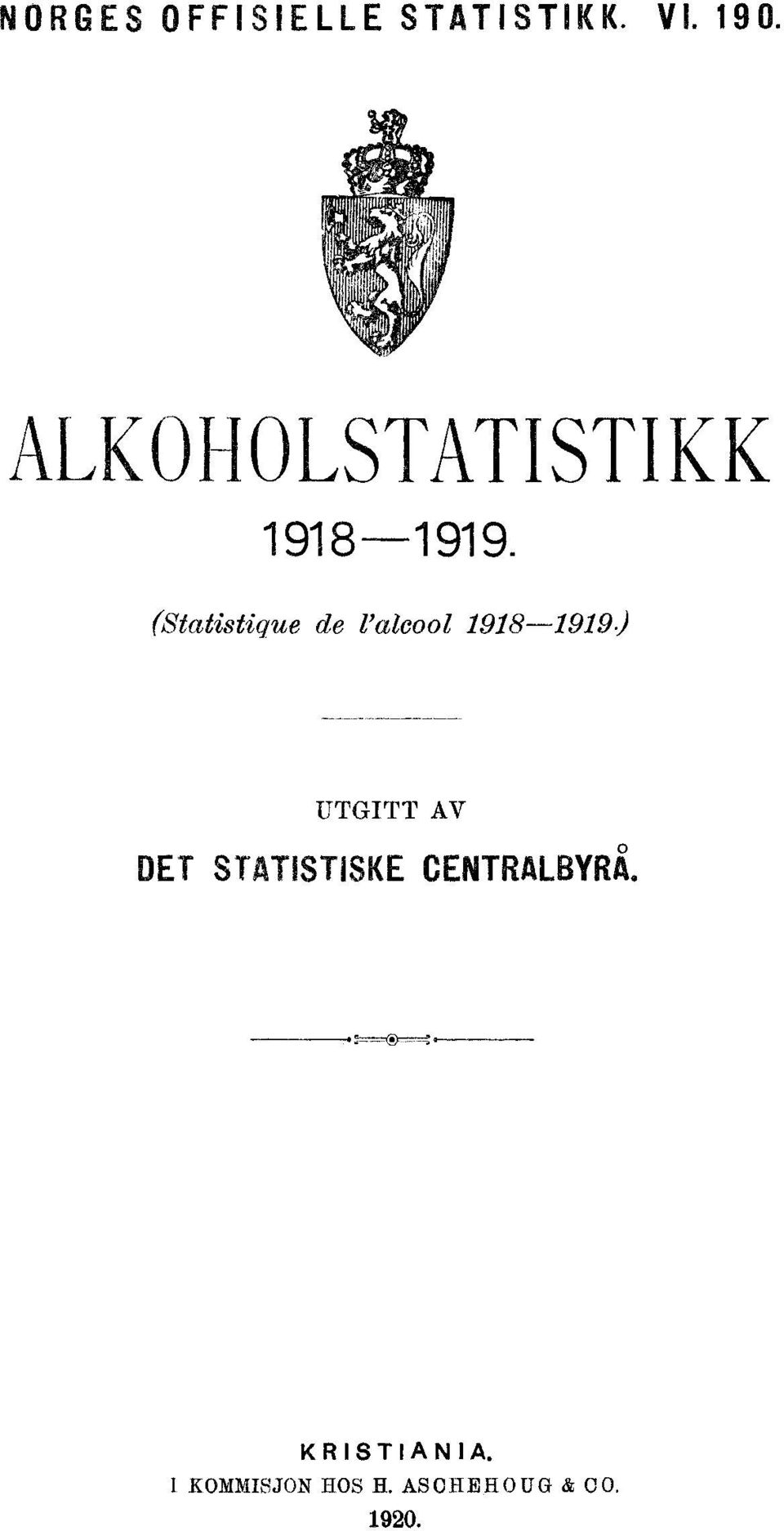 (Statistique de l'alcool 1918-1919.