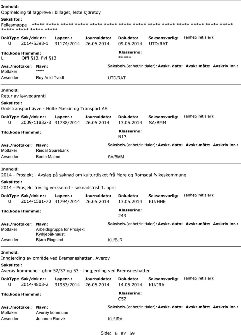 : Roy Arild Tvedt TD/RAT Retur av løyvegaranti Godstransportløyve - Holte Maskin og Transport AS 2009/11832-8 31738/2014 13.05.2014 SA/BMM N13 Avs./mottaker: Navn: Saksbeh. Avskr. dato: Avskr.