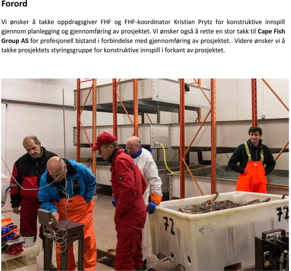 Vi ønsker også å rette en stor takk til Cape Fish Group AS for profesjonell bistand i