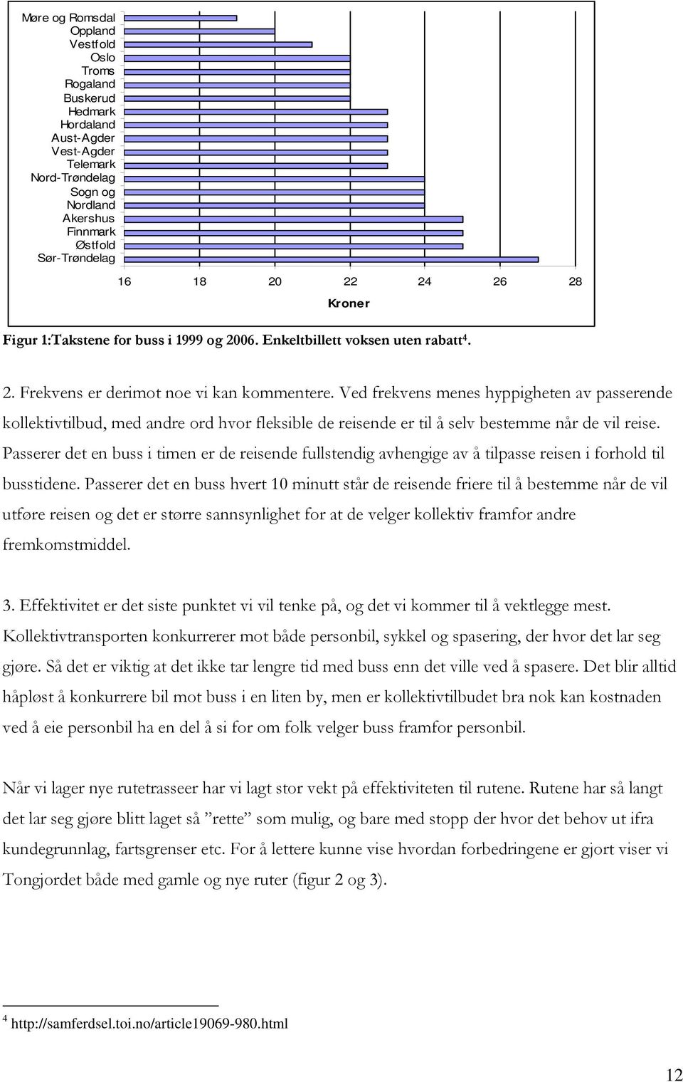 Ved frekvens menes hyppigheten av passerende kollektivtilbud, med andre ord hvor fleksible de reisende er til å selv bestemme når de vil reise.