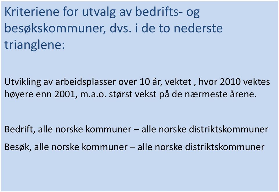 2010 vektes høyere enn 2001, m.a.o. størst vekst på de nærmeste årene.