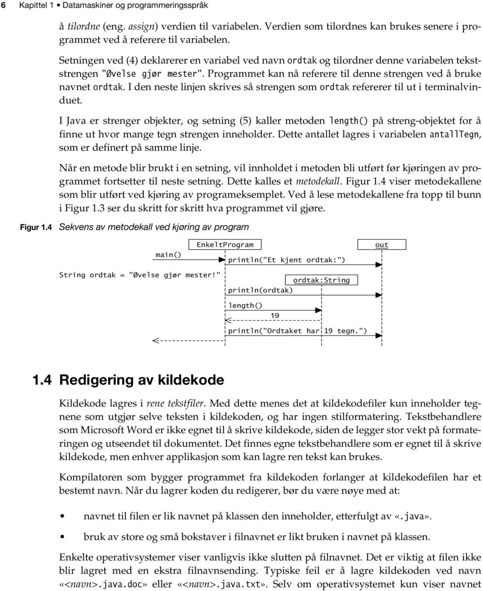 I den neste linjen skrives så strengen som ordtak refererer til ut i terminalvinduet.