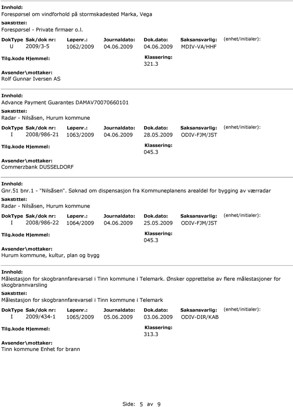 Søknad om dispensasjon fra Kommuneplanens arealdel for bygging av værradar 2008/986-22 1064/2009 25.05.