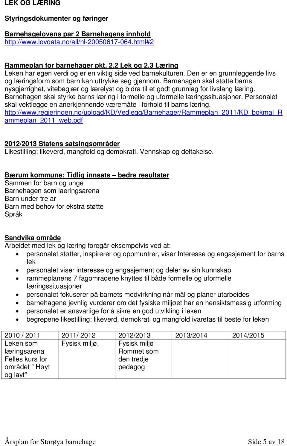 Barnehagen skal støtte barns nysgjerrighet, vitebegjær og lærelyst og bidra til et godt grunnlag for livslang læring. Barnehagen skal styrke barns læring i formelle og uformelle læringssituasjoner.