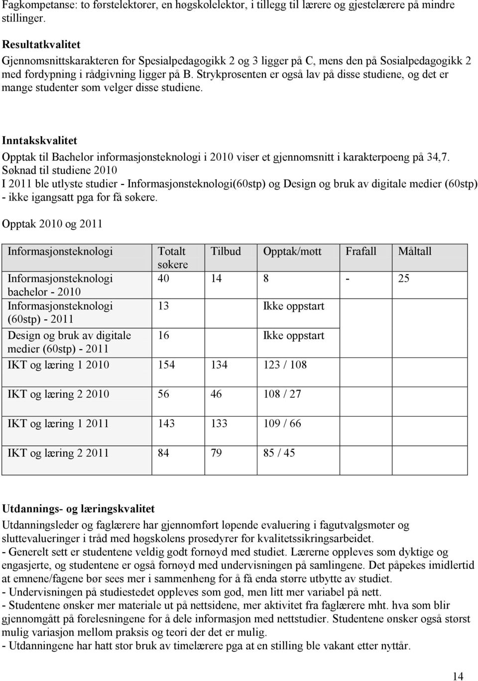 Strykprosenten er også lav på disse studiene, og det er mange studenter som velger disse studiene.