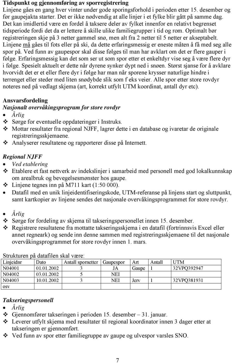 Det kan imidlertid være en fordel å taksere deler av fylket innenfor en relativt begrenset tidsperiode fordi det da er lettere å skille ulike familiegrupper i tid og rom.