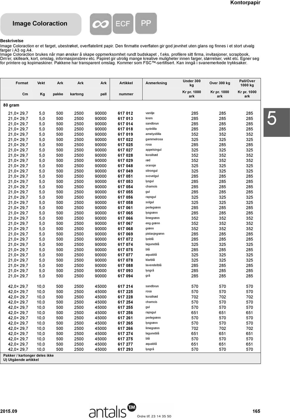 Papiret gir utrolig mange kreative muligheter innen farger, størrelser, vekt etc. Egner seg for printere og kopimaskiner. Pakkene har transparent omslag. Kommer som FSC -sertifisert.