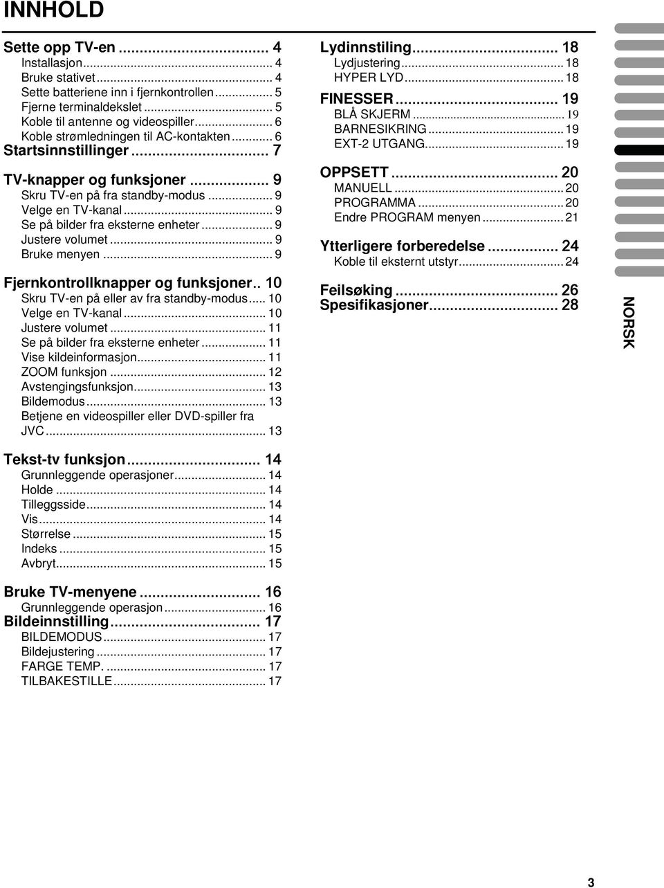 .. 9 Justere volumet... 9 Bruke menyen... 9 Fjernkontrollknapper og funksjoner.. 10 Skru TV-en på eller av fra standby-modus... 10 Velge en TV-kanal... 10 Justere volumet.