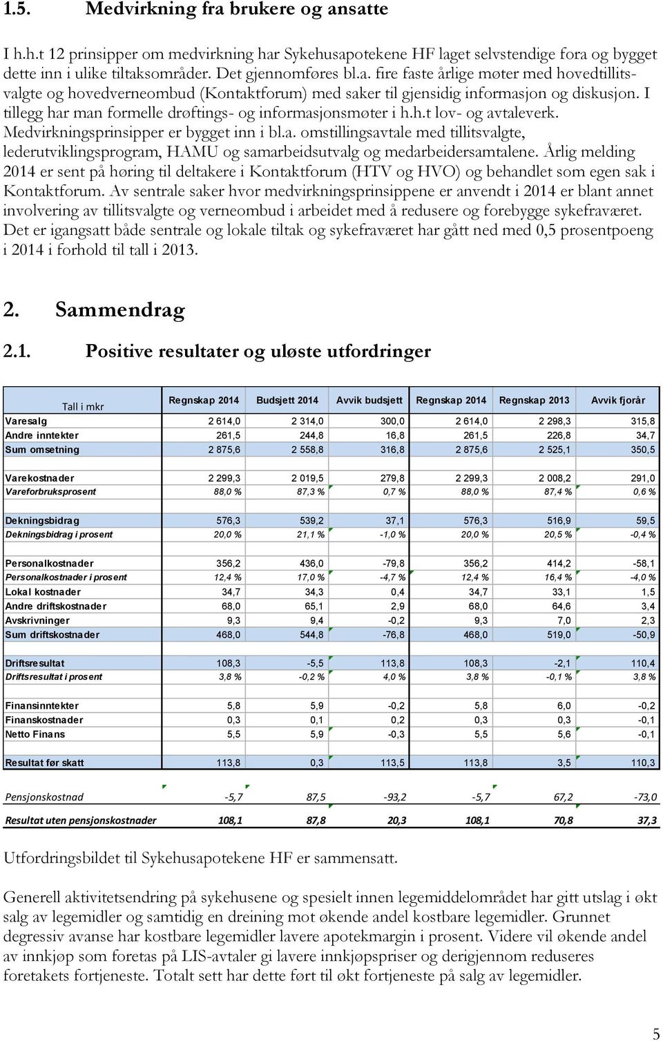 Årlig melding 2014 er sent på høring til deltakere i Kontaktforum (HTV og HVO) og behandlet som egen sak i Kontaktforum.