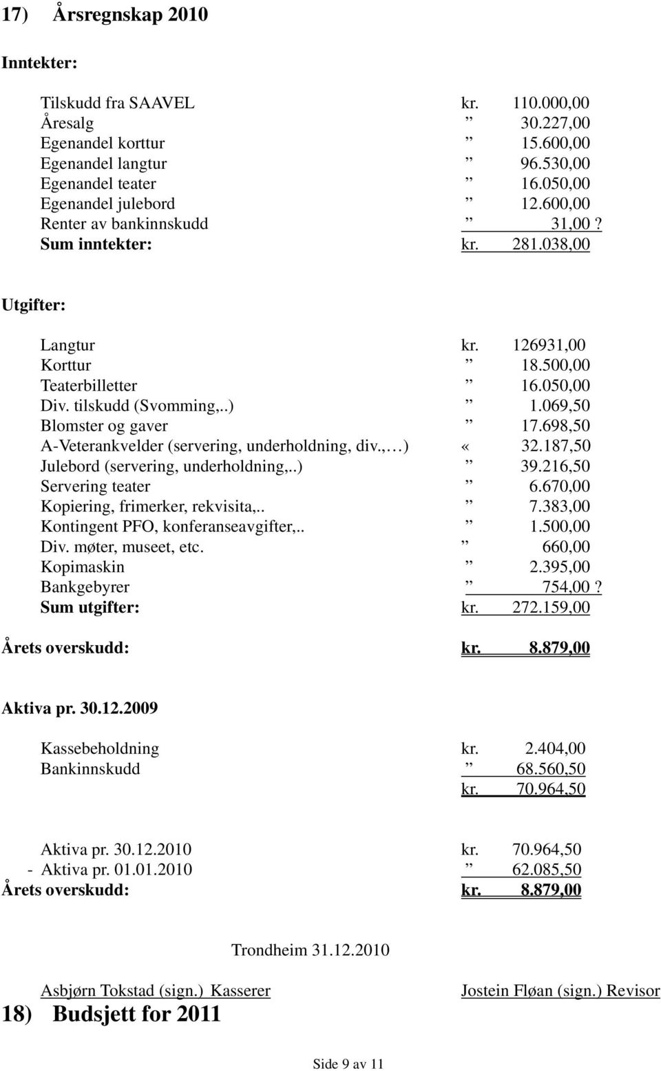 069,50 Blomster og gaver 17.698,50 A-Veterankvelder (servering, underholdning, div., ) «32.187,50 Julebord (servering, underholdning,..) 39.216,50 Servering teater 6.