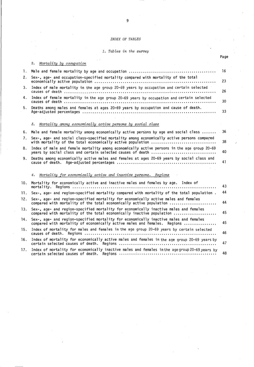 Index of male mortality in the age group 20-69 years by occupation and certain selected causes of death 26 4.