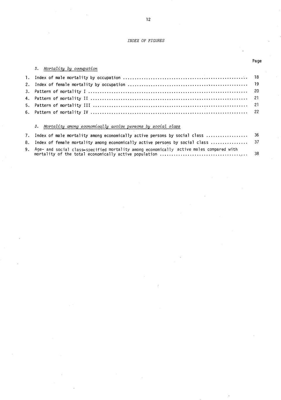Mortality among economically active persons by social class 7. Index of male mortality among economically active persons by social class 36 8.