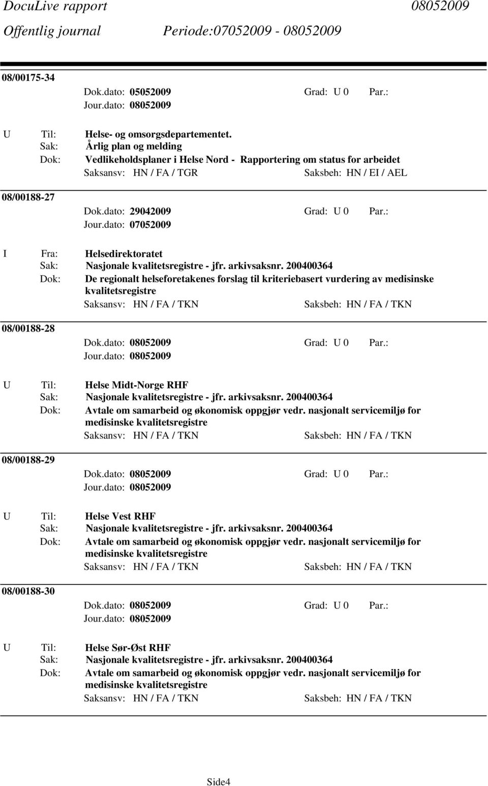 : Helsedirektoratet Nasjonale kvalitetsregistre - jfr. arkivsaksnr.