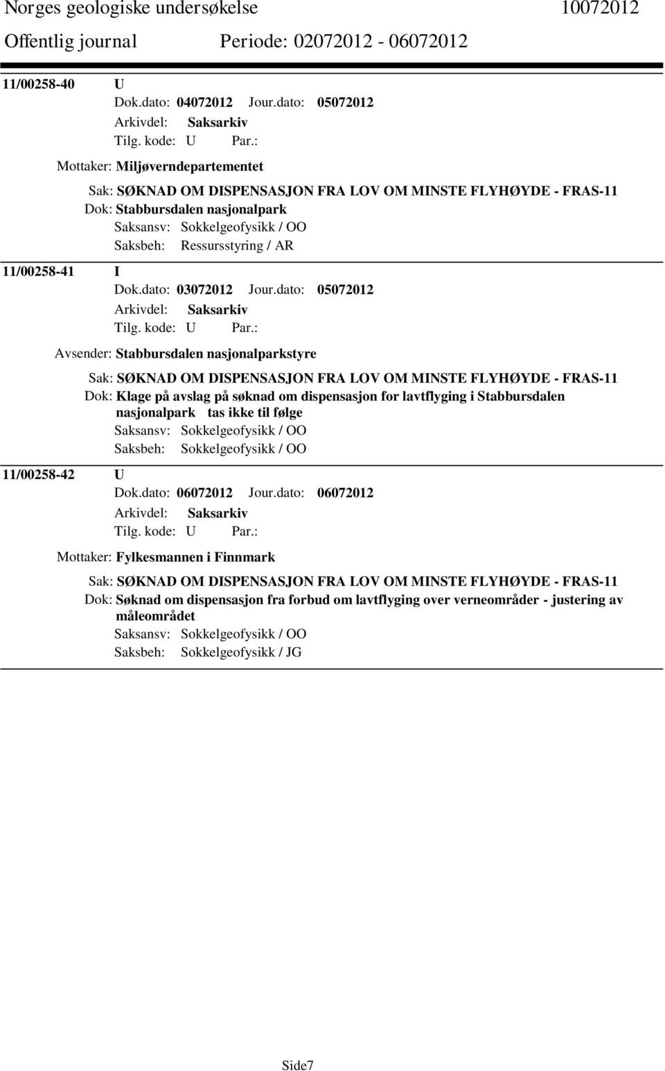 / AR 11/00258-41 I Dok.dato: 03072012 Jour.