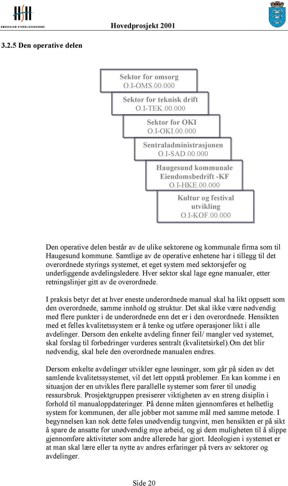 Samtlige av de operative enhetene har i tillegg til det overordnede styrings systemet, et eget system med sektorsjefer og underliggende avdelingsledere.